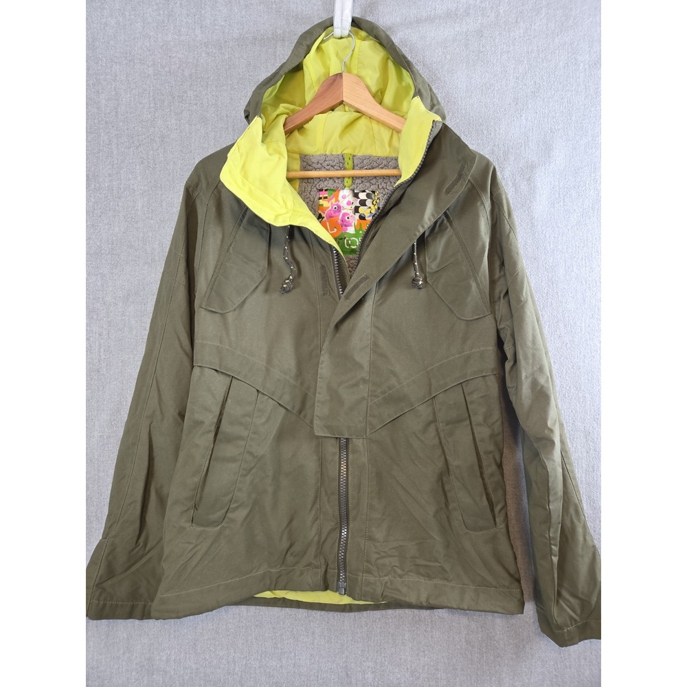 Burton Womens L Dry Ride Army Green Snow Board Ski Snowboard Jacket Hooded Zip